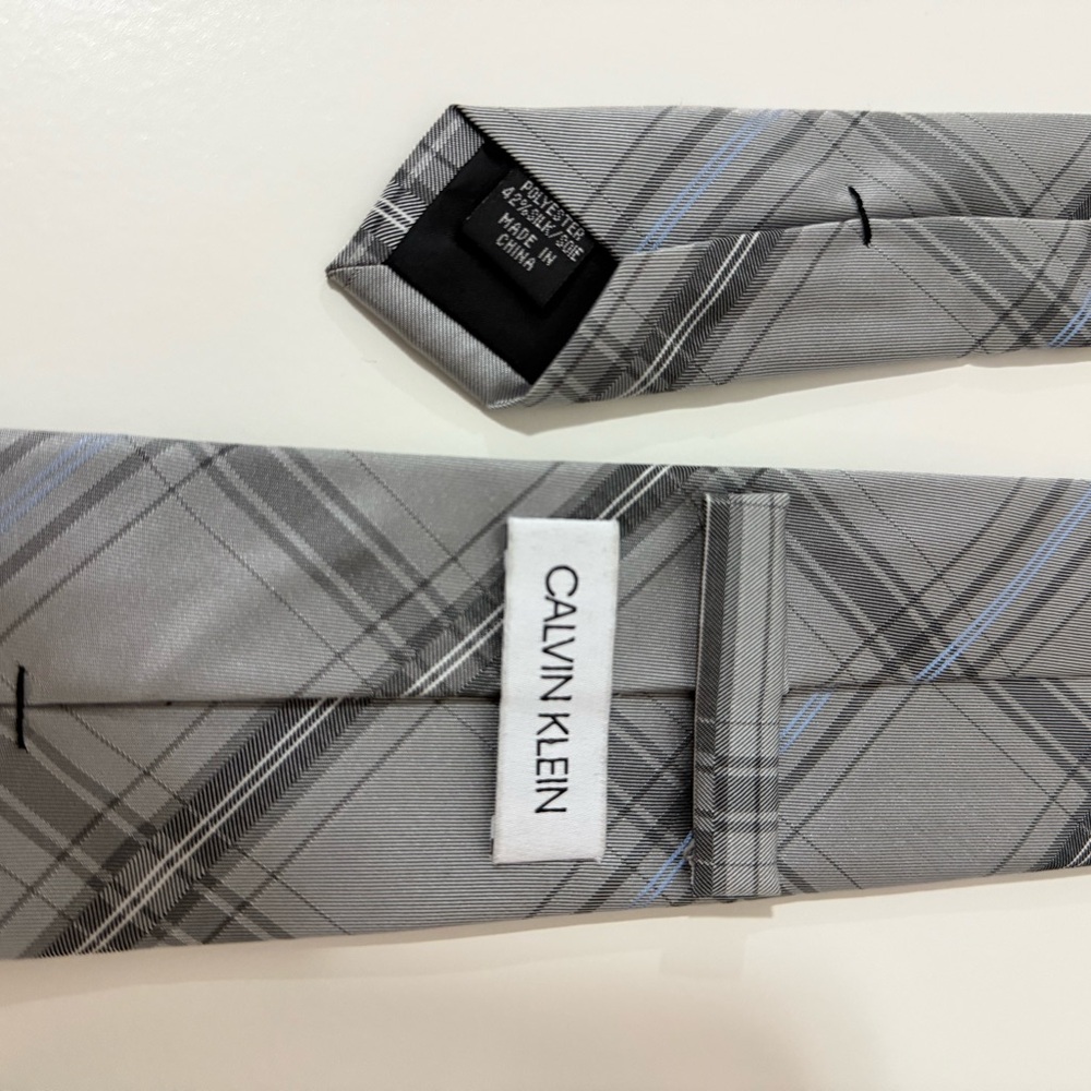 Calvin Klein Plaid Tie Trio - Blue, Gray, Purple - Picture 3 of 4